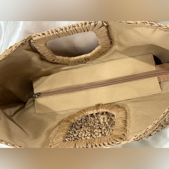 Ramla Raffia Bag Half Moon Woven Clutch Tan Beachy Boho Selling Sunset Straw NWT - Picture 8 of 12